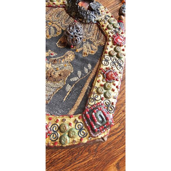 Vintage Mary Frances Egyptian Tapestry Purse Beaded Handbag Numbered - Picture 4 of 16
